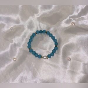 Blue and Gold Beaded Bracelet Jewelry